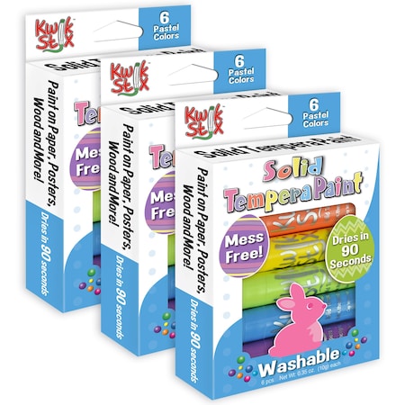 Kwik Stix Solid Tempera Paint Sticks Easter Edition, 6 Pastel Colors, 18PK TPG-679